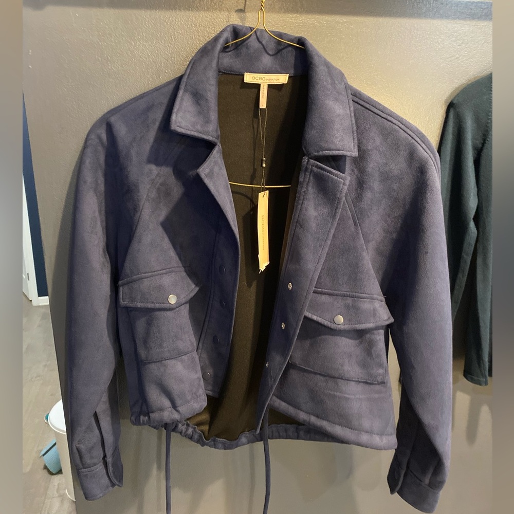 BCBG generation faux suede jacket